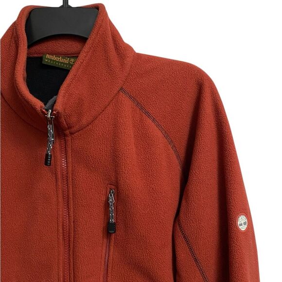 Timberland Full Zip Fleece Jacket Men's Size L Burnt Orange High Neck Zip Pocket - Picture 4 of 16